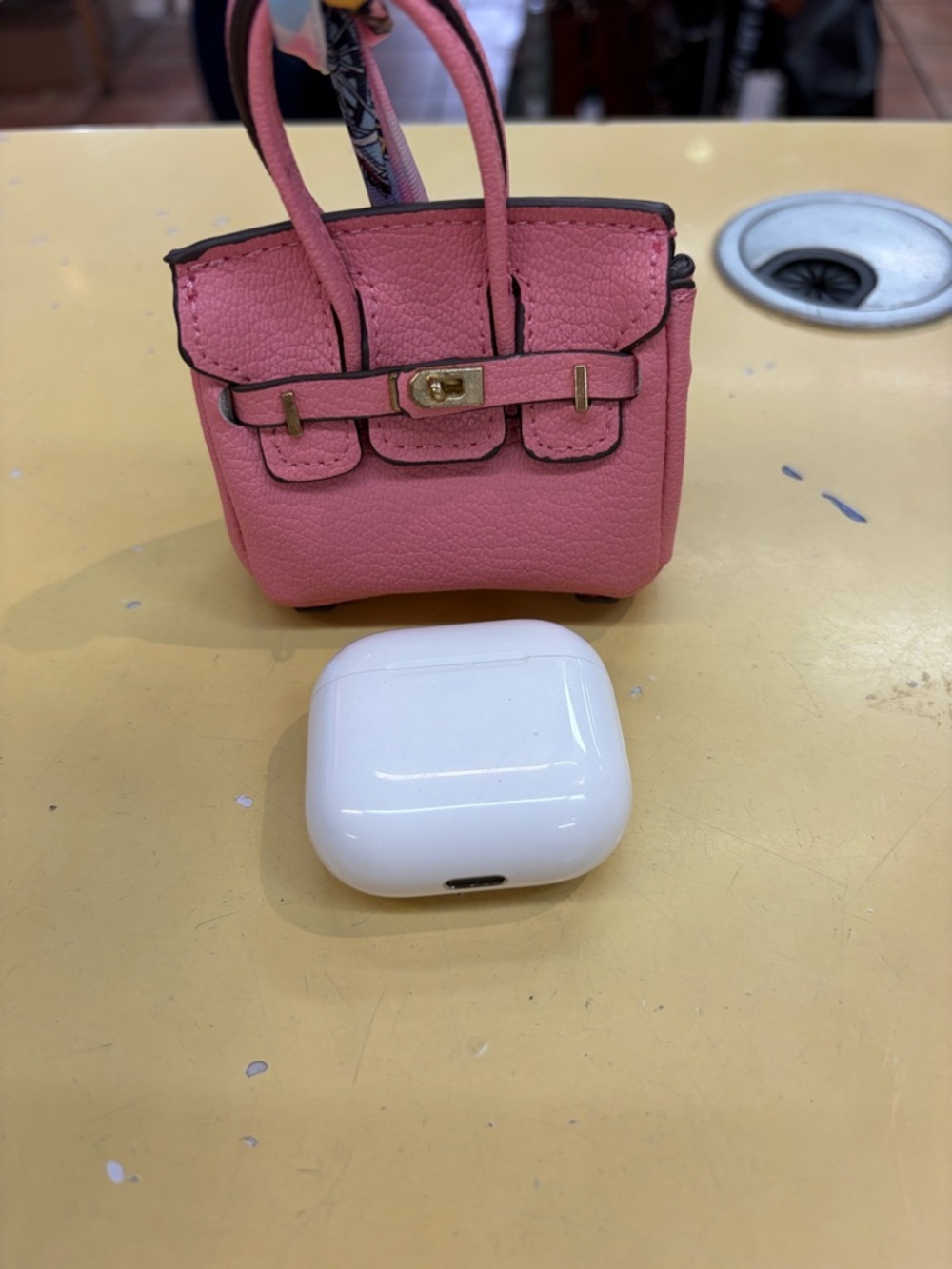 Pink Mini Leather Handbag Keychain